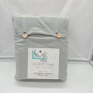 Willow Road King 4pc Sheet Set Light Olive Green NEW Garment Washed Super Soft